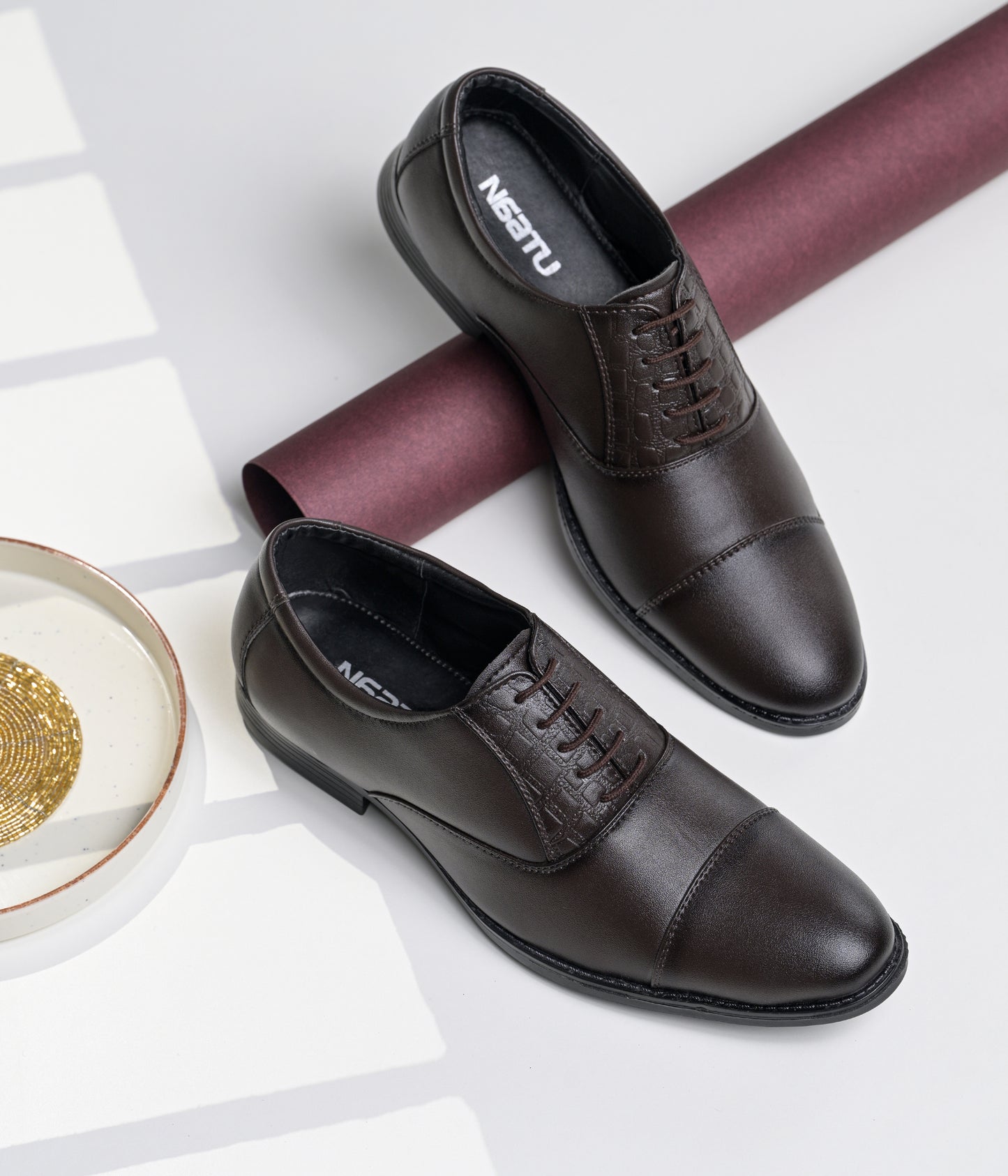 Men's Oxford Formal Lace Up Shoes (Brown)