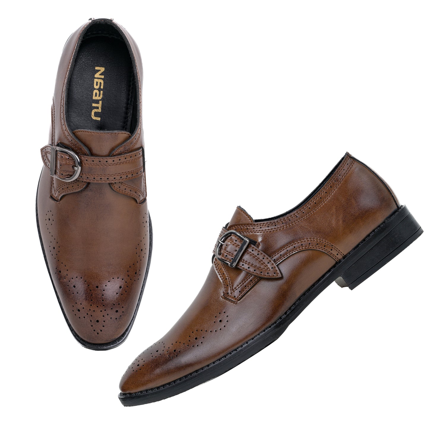 Naatu Formal Strap Shoes | Stylish Shoes for Men (Tan)