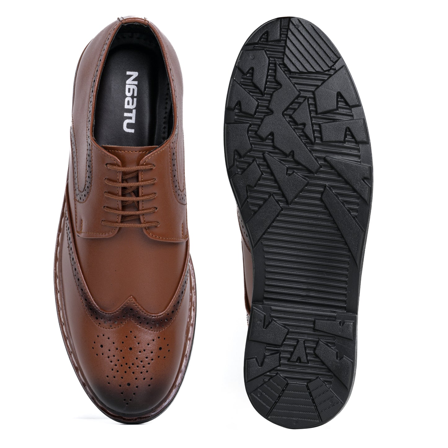 Men's Brogue Formal Lace Up Shoes (Tan)