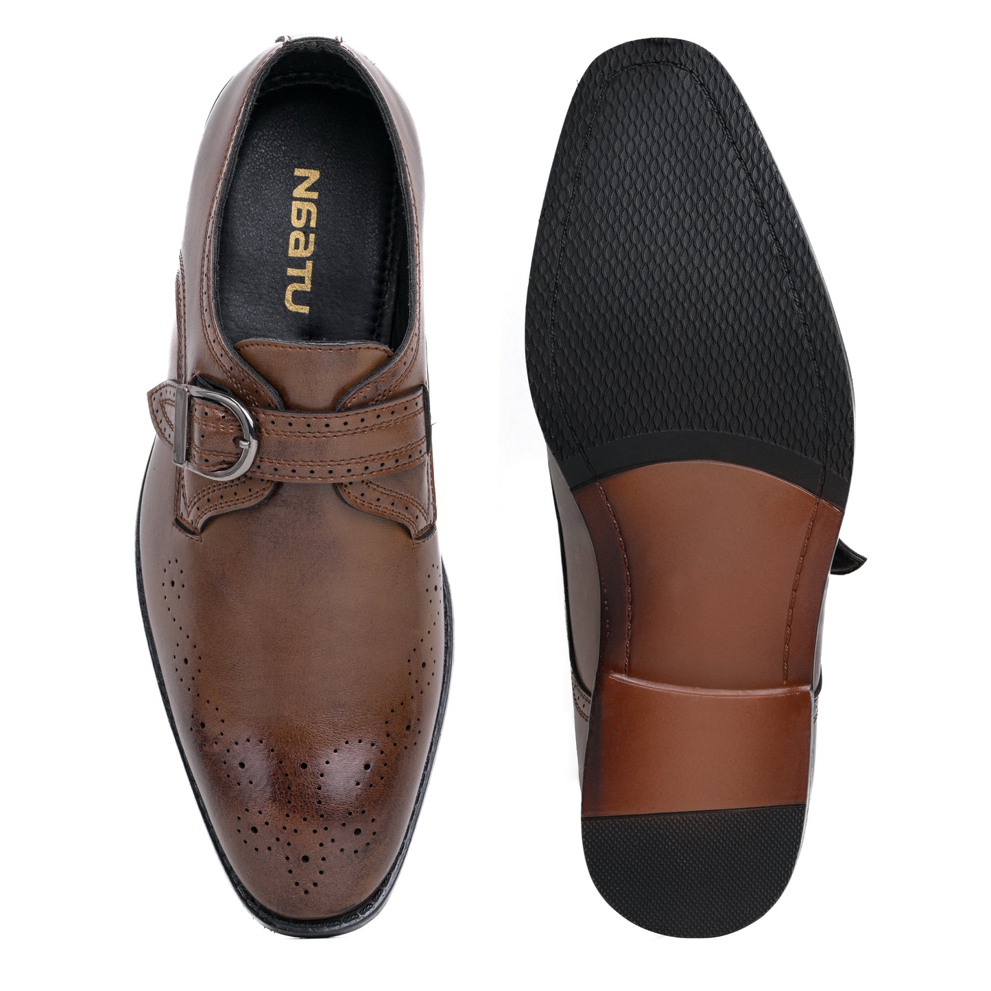 Naatu Formal Strap Shoes | Stylish Shoes for Men (Tan)