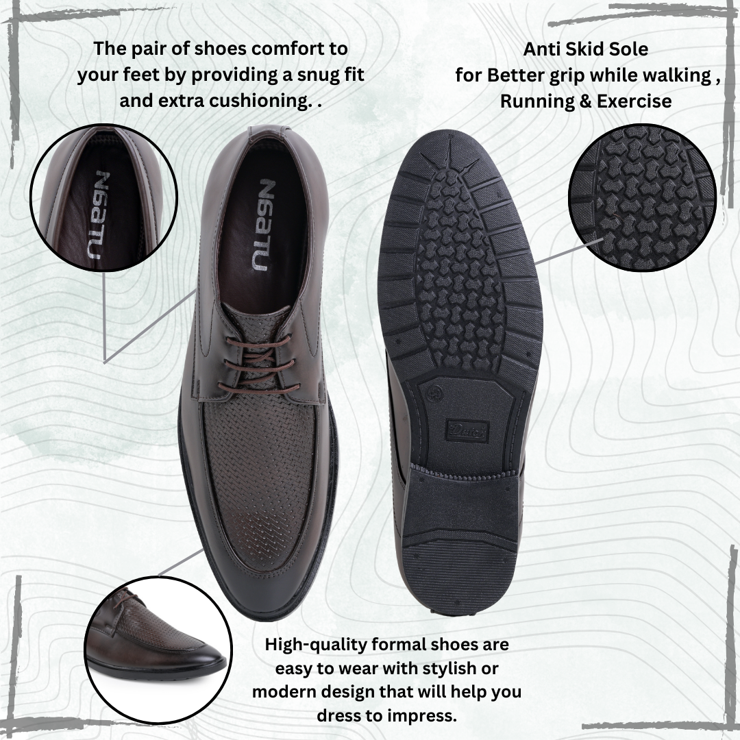 Naatu Men's Formal Lace Up Shoes for Office Meetings Daily Comfort Fashion Stylish Shoes for Men