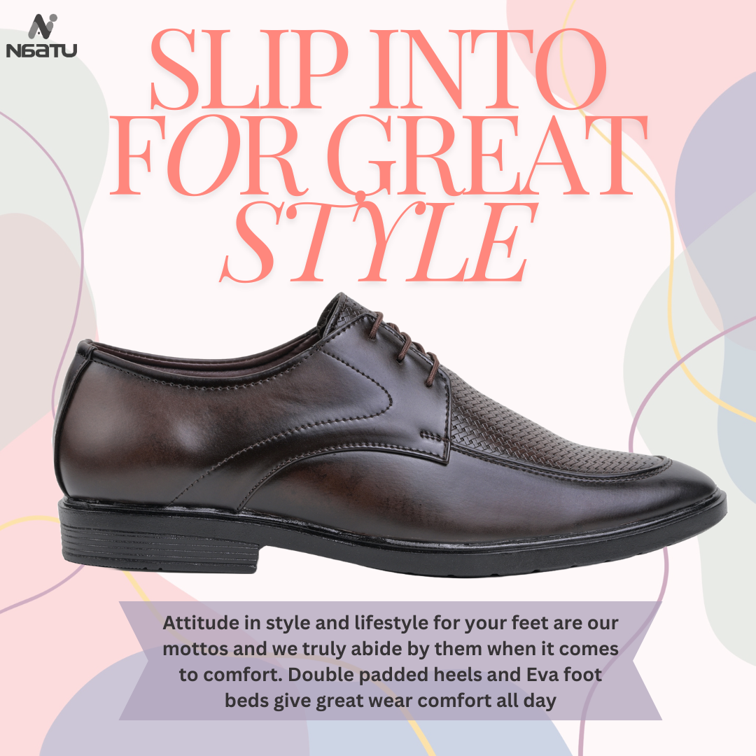 Naatu Men's Formal Lace Up Shoes for Office Meetings Daily Comfort Fashion Stylish Shoes for Men