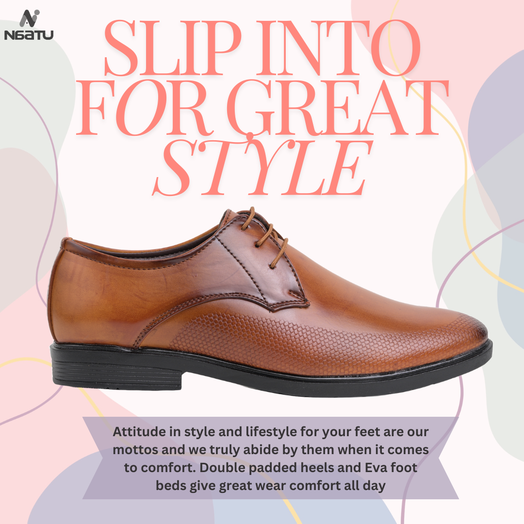 Naatu Men's Formal Lace Up Shoes for Office Meetings Daily Comfort Fashion Stylish Shoes for Men