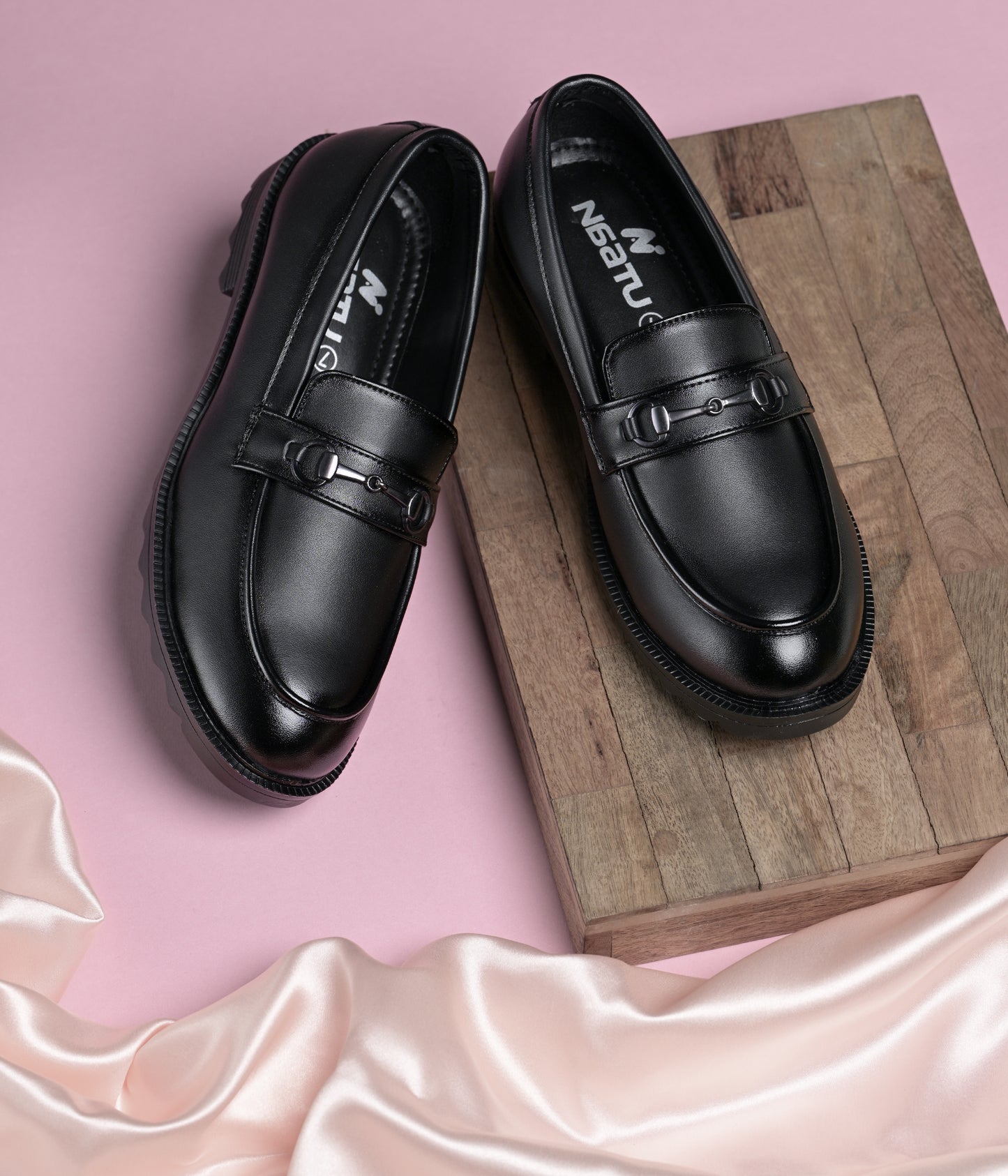 Naatu Men's Formal Pull-On Shoes (Black)