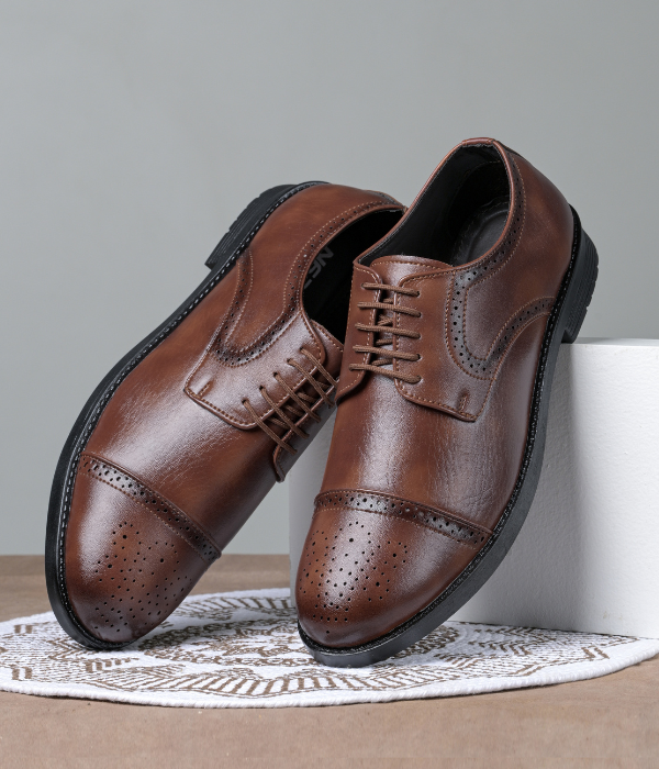 Formal Brogue Tpr Lace Up Shoes (Tan)