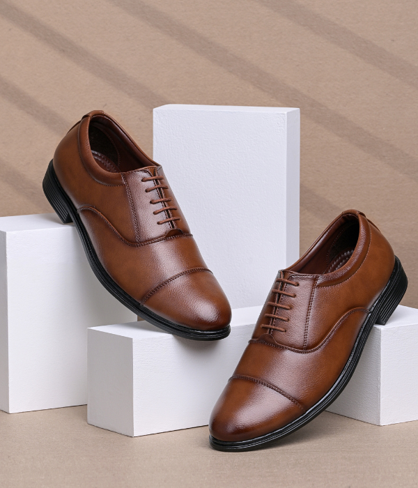 NAATU Men's Formal Lace Up Shoes (Tan)
