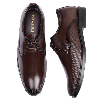 Naatu Men's Formal Lace Up Shoes | Stylish Shoes for Men (Brown)