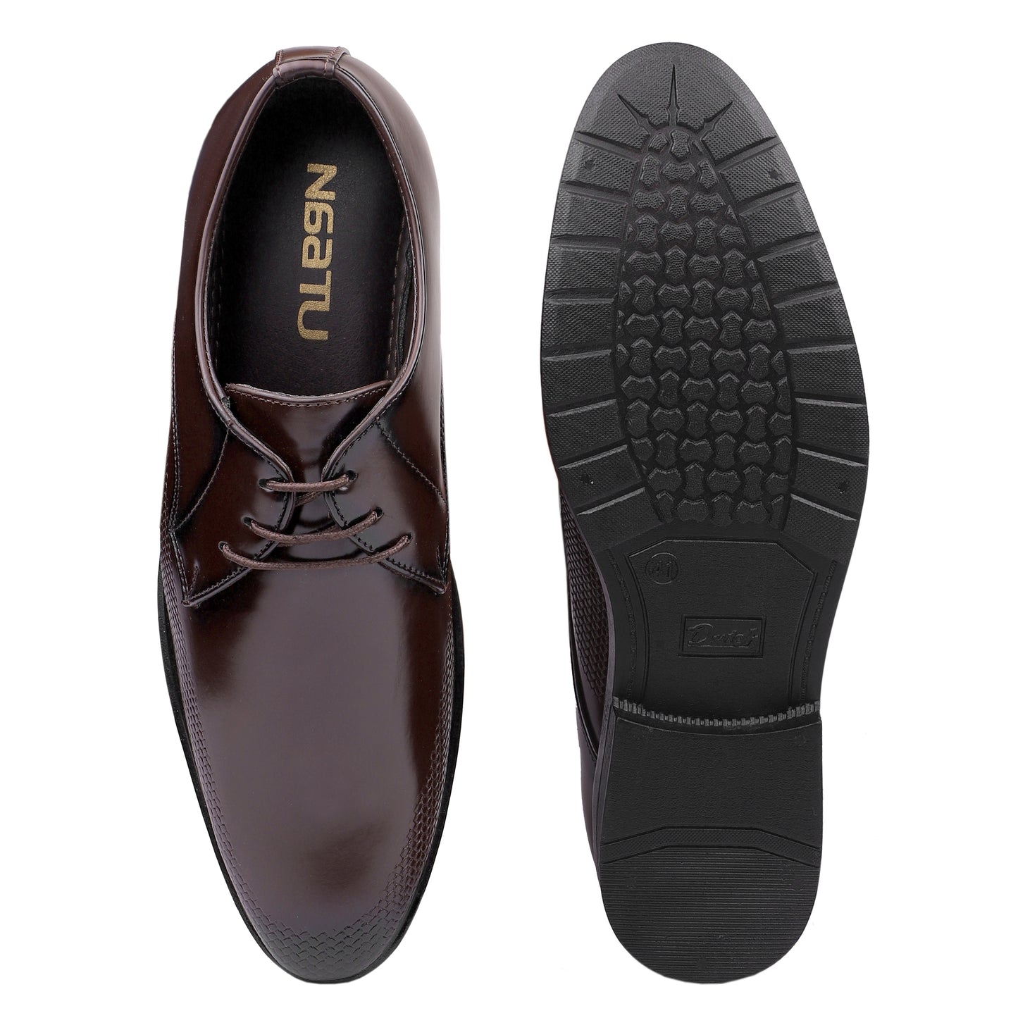 Naatu Men's Formal Lace Up Shoes | Stylish Shoes for Men (Brown)