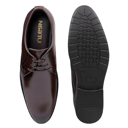 Naatu Men's Formal Lace Up Shoes | Stylish Shoes for Men (Brown)