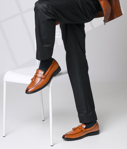 Naatu Men's Formal Pull-On Shoes (Tan)