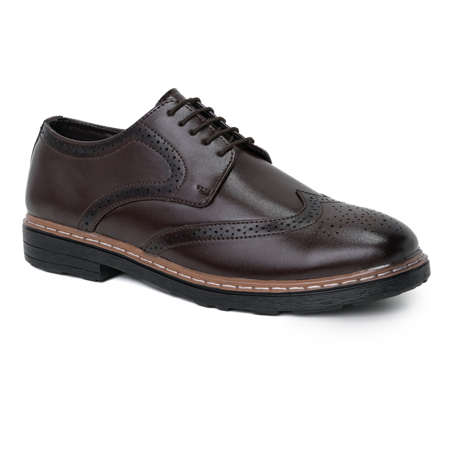 Men's Brogue Formal Lace Up Shoes (Brown)