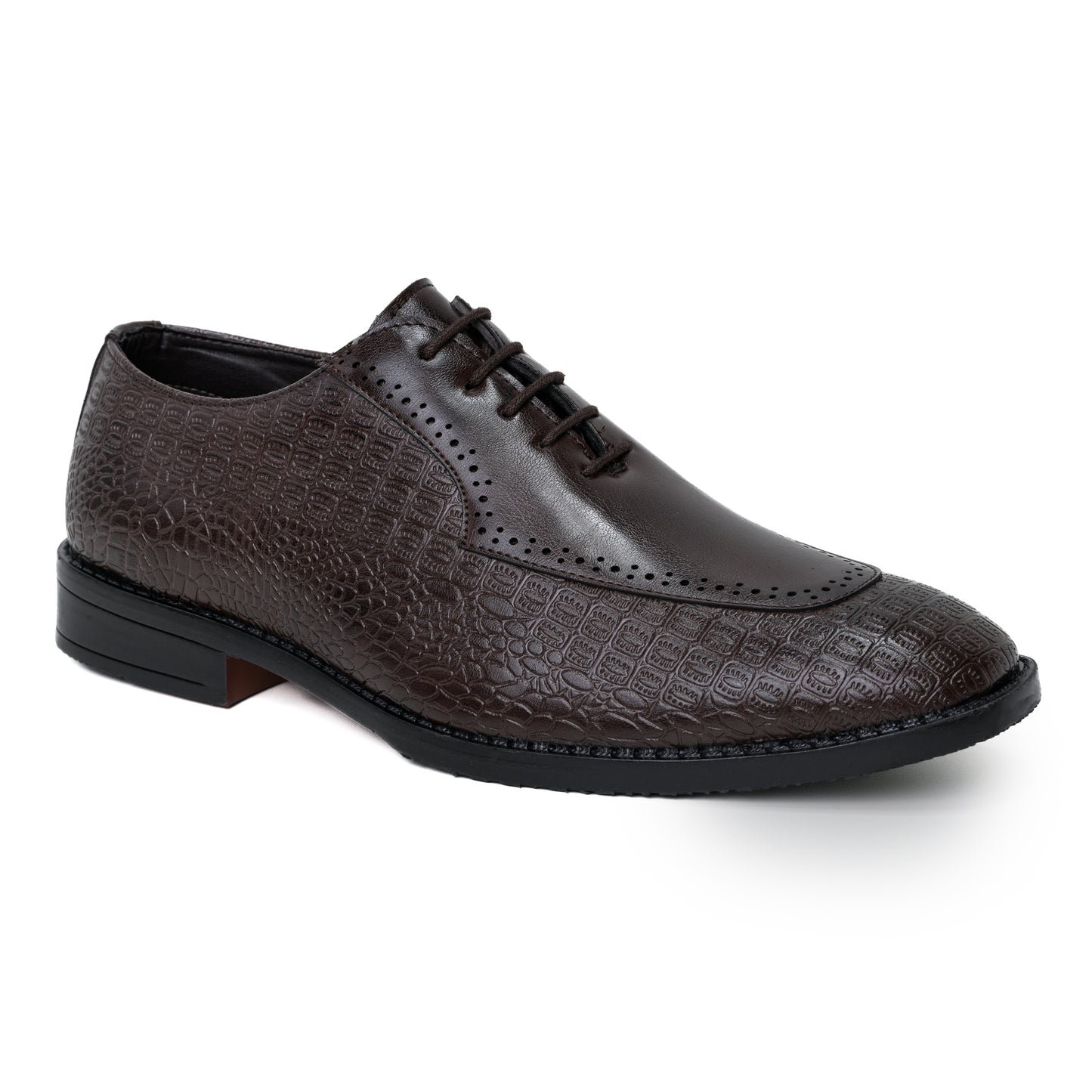 Naatu Formal Lace Up Shoes | Stylish Brogue Shoes for Men (Brown)