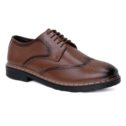 Men's Brogue Formal Lace Up Shoes (Tan)