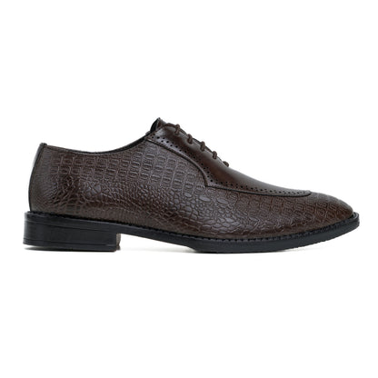 Naatu Formal Lace Up Shoes | Stylish Brogue Shoes for Men (Brown)