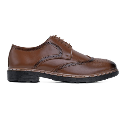 Men's Brogue Formal Lace Up Shoes (Tan)