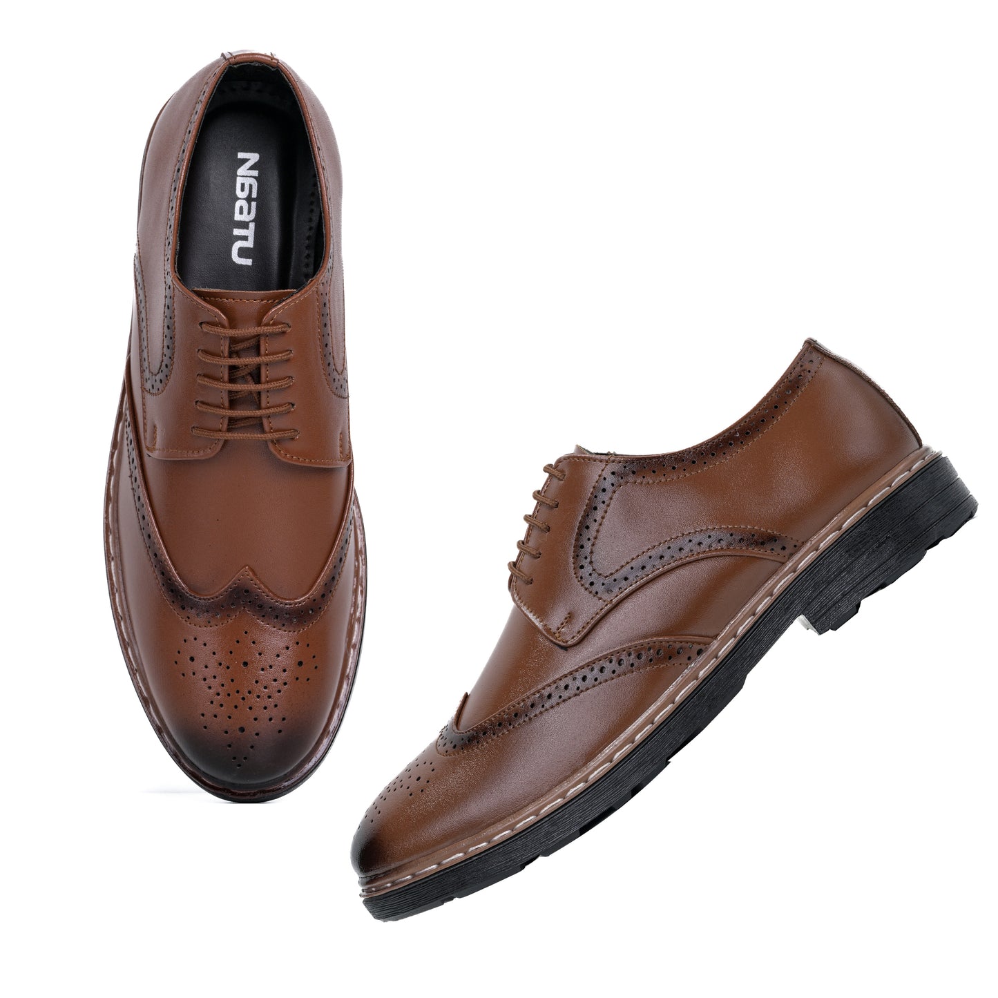 Men's Brogue Formal Lace Up Shoes (Tan)