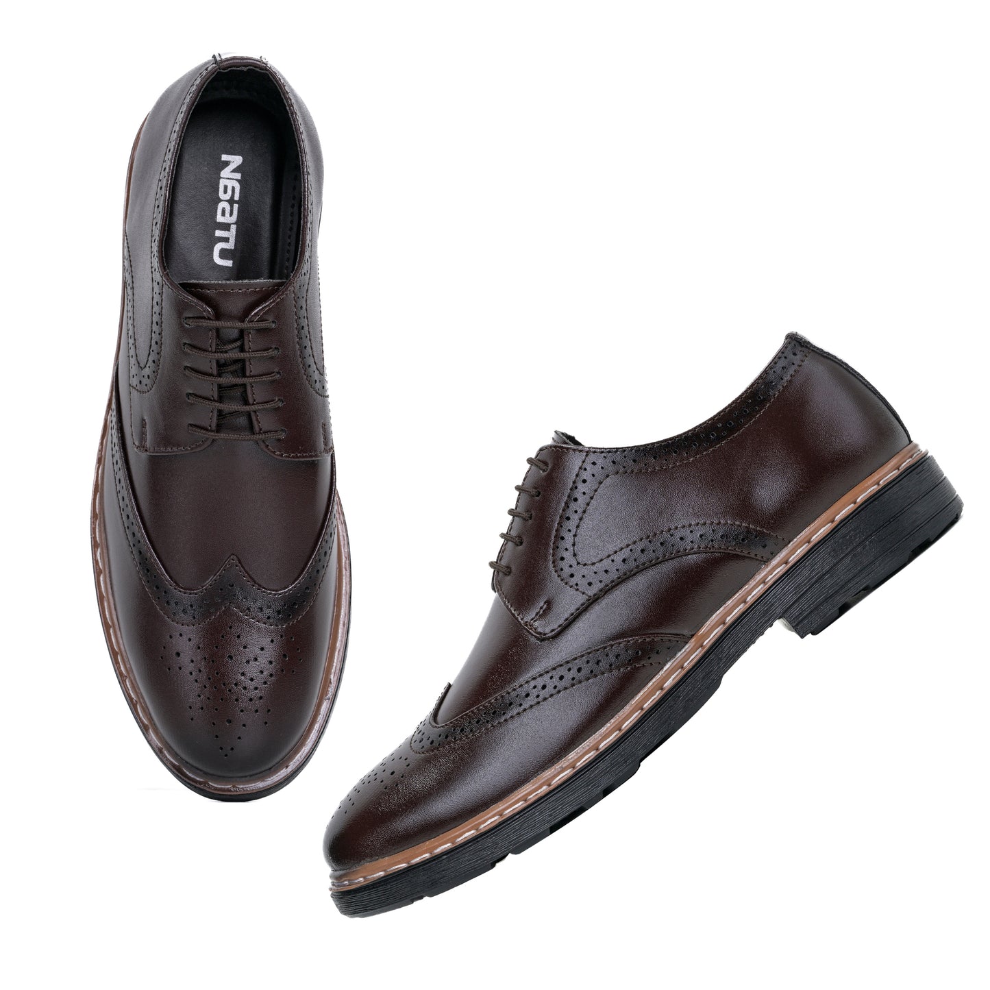 Men's Brogue Formal Lace Up Shoes (Brown)