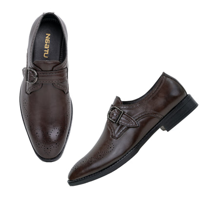 Naatu Formal Strap Shoes | Stylish Shoes for Men (Brown)