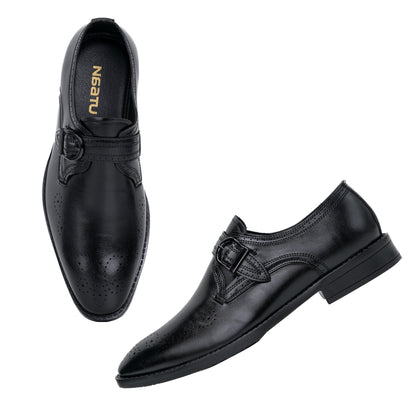 Naatu Formal Strap Shoes | Stylish Shoes for Men (Black)
