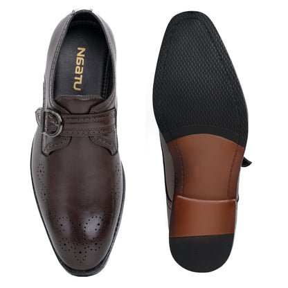 Naatu Formal Strap Shoes | Stylish Shoes for Men (Brown)