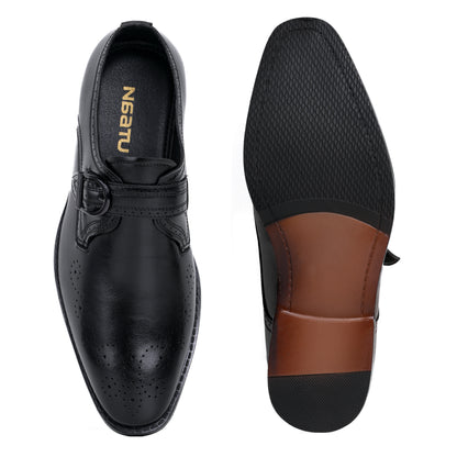 Naatu Formal Strap Shoes | Stylish Shoes for Men (Black)