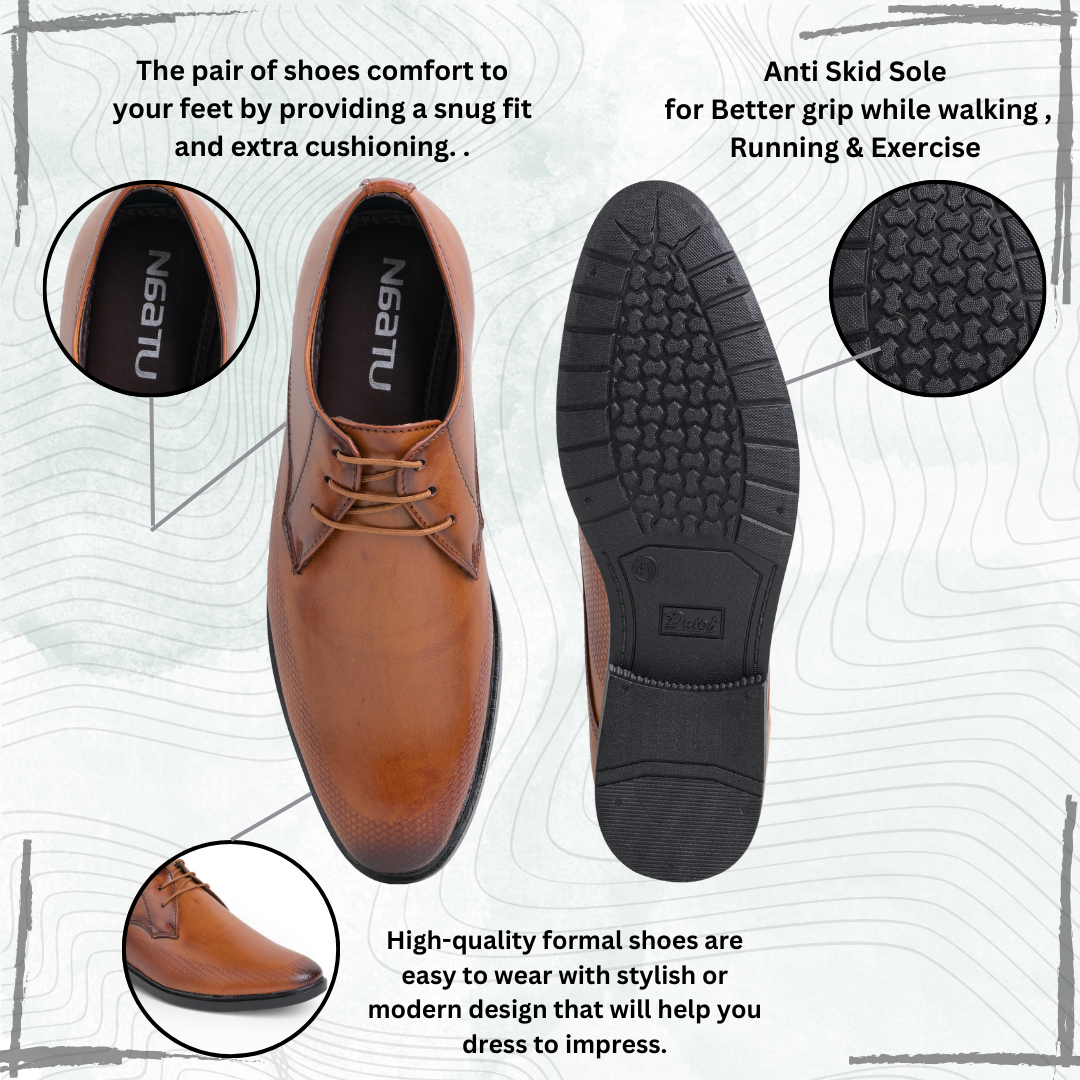 Naatu Men's Formal Lace Up Shoes for Office Meetings Daily Comfort Fashion Stylish Shoes for Men