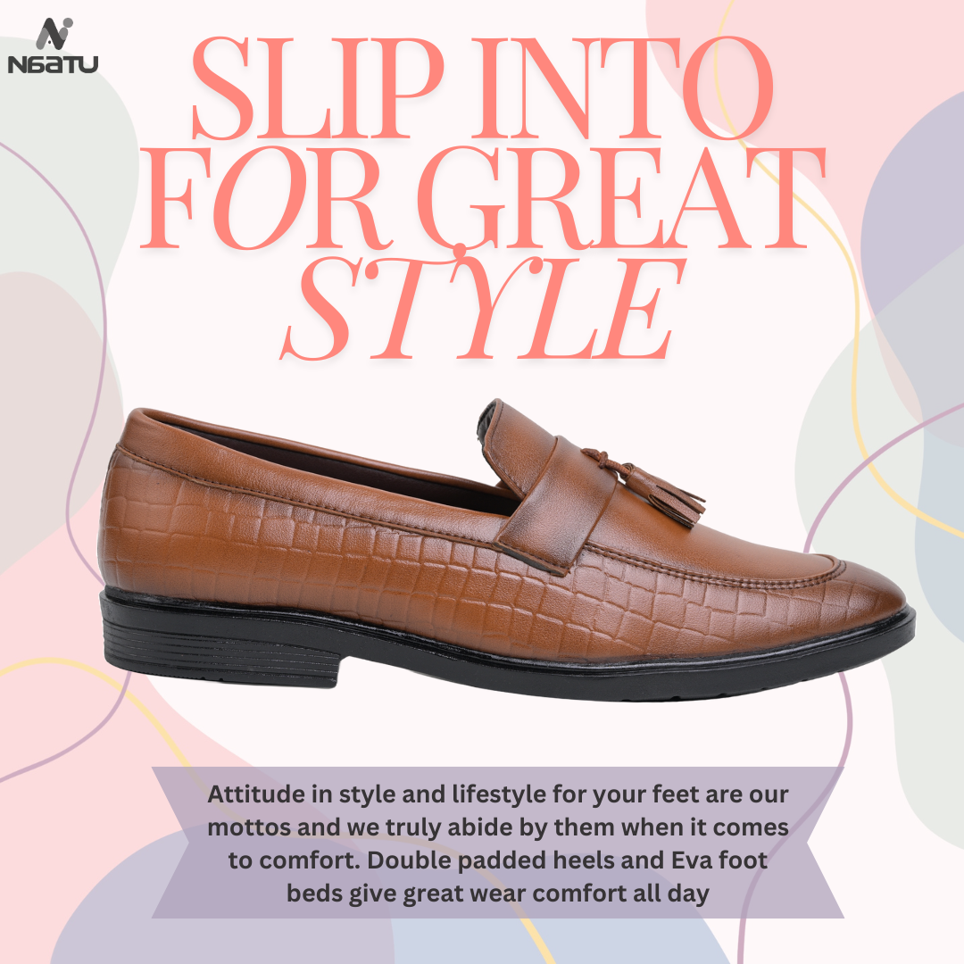 Naatu Men's Formal Pull-On Shoes (Tan)