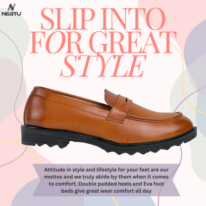 Men's Formal Pull-On Shoes ( Tan Brown)