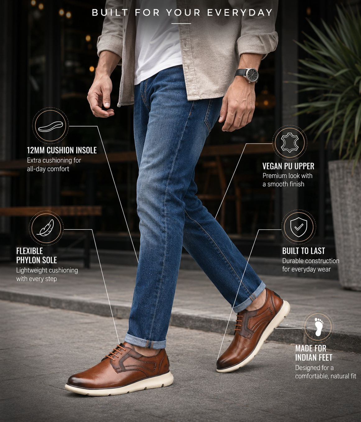 NAATU 'Kapps 175' Men's Lace Up Shoes (Tan)
