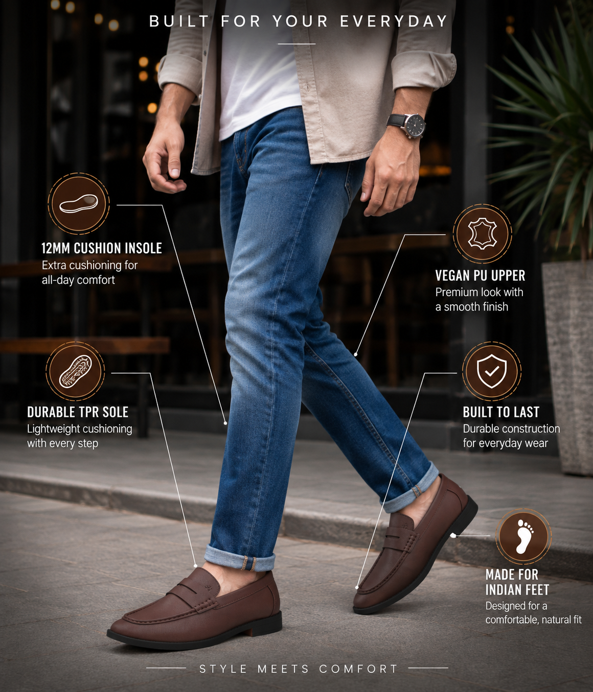 Naatu Premium Penny Loafer || Loafers for men (Brown)