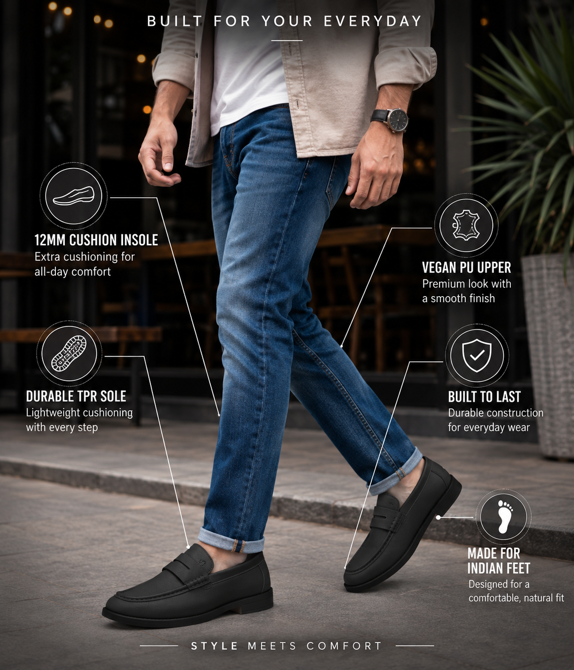 Naatu Premium Penny Loafer || Loafers for men (Black)