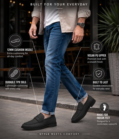 Naatu Premium Penny Loafer || Loafers for men (Black)