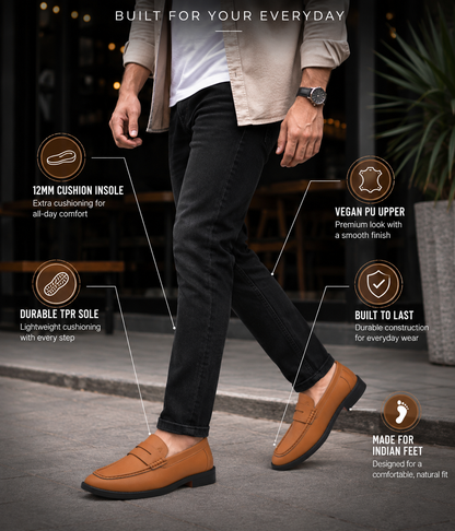 Naatu Premium Penny Loafer || Loafers for men (Tan)