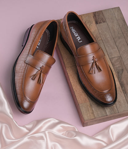Naatu Men's Formal Pull-On Shoes (Tan)
