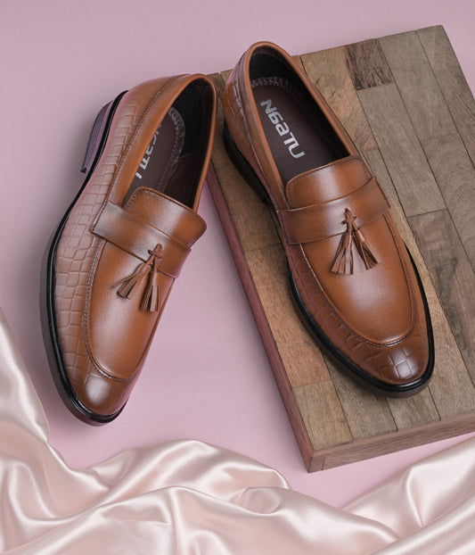 Naatu Men's Formal Pull-On Shoes for Office Meetings Daily Comfort Fashion Stylish Shoes for Men