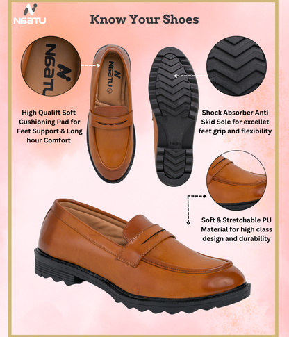 Men's Formal Pull-On Shoes ( Tan Brown)