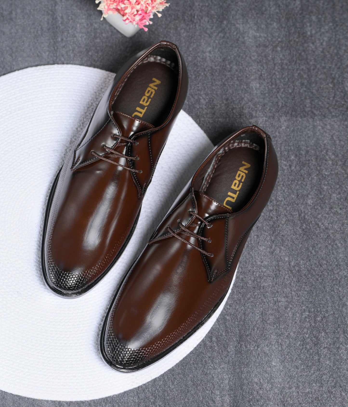 Naatu Men's Formal Lace Up Shoes | Stylish Shoes for Men (Brown)
