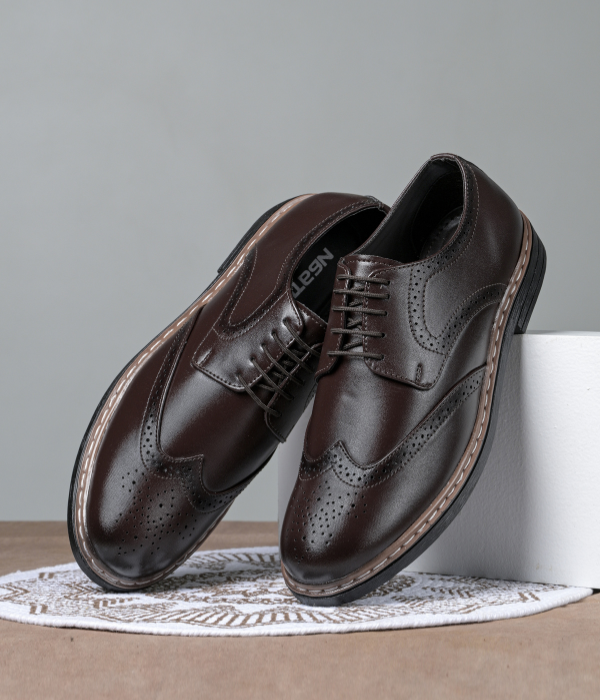 Men's Brogue Formal Lace Up Shoes (Brown)