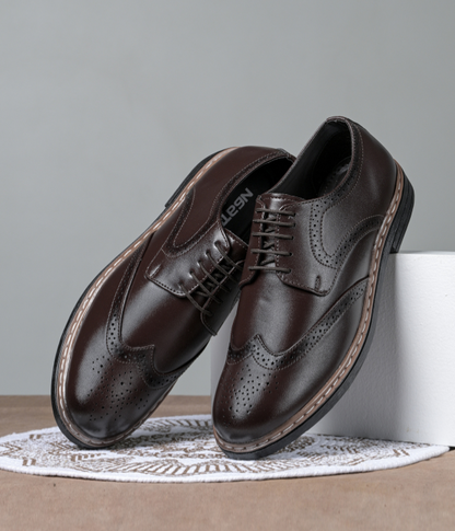 Men's Brogue Formal Lace Up Shoes (Brown)