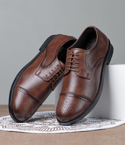 Formal Brogue Tpr Lace Up Shoes (Tan)
