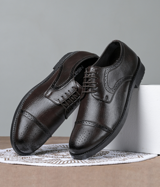 Formal Brogue Tpr Lace Up Shoes (Brown)