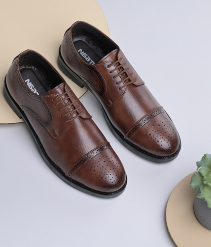 Formal Brogue Tpr Lace Up Shoes (Tan)