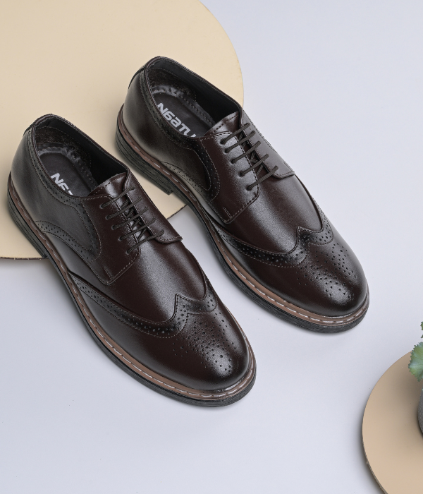 Men's Brogue Formal Lace Up Shoes (Brown)