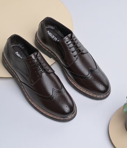 Men's Brogue Formal Lace Up Shoes (Brown)
