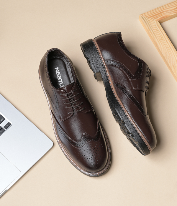 Men's Brogue Formal Lace Up Shoes (Brown)