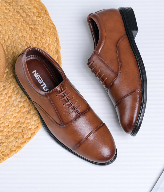 NAATU Men's Formal Lace Up Shoes (Tan)