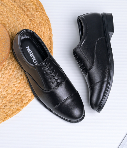 NAATU Men's Formal Lace Up Shoes (Black)