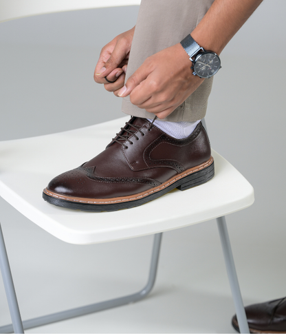 Men's Brogue Formal Lace Up Shoes (Brown)