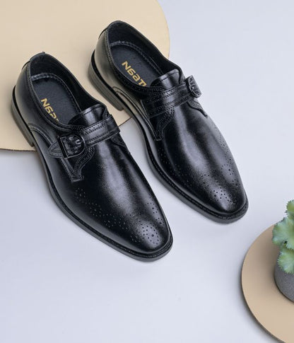 Naatu Formal Strap Shoes | Stylish Shoes for Men (Black)
