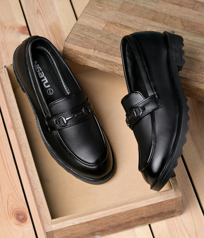 Naatu Men's Formal Pull-On Shoes (Black)